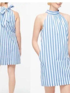J.crew Factory blue and white stripe cotton mini dress